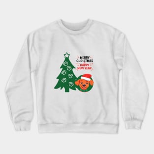 Cute Brown Dog with Christmas trees Merry Christmas Happy New Year ,brafdesign Crewneck Sweatshirt